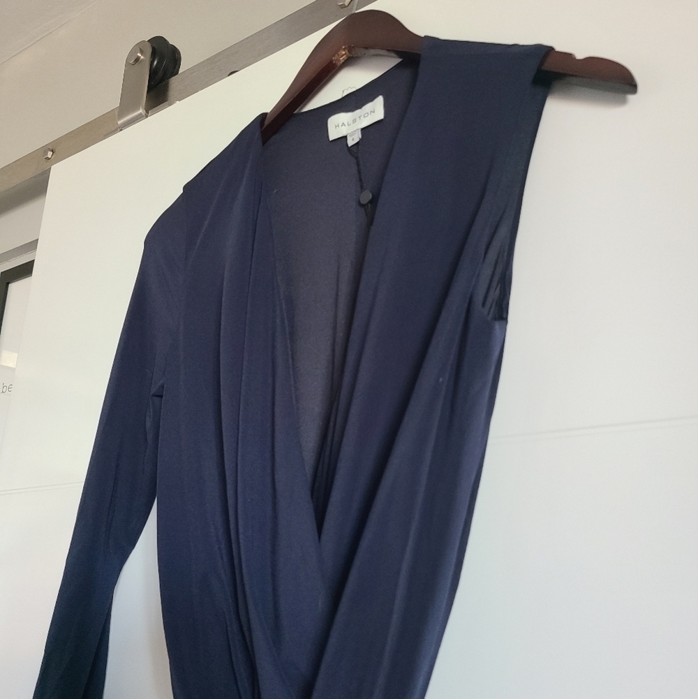 Halston Felix Matte Jersey Jumpsuit, Size 6, Navy, NWT - Picture 8 of 16